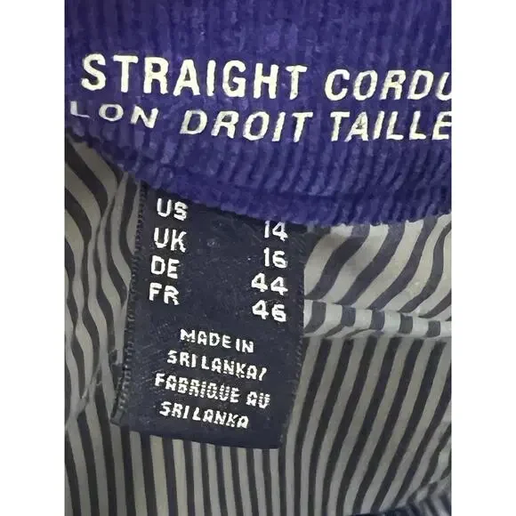 Lands' End Women’s Blue Mid Rise Straight Leg Corduroy Pants Size 14 (36/31) EU‎ - Picture 7 of 13